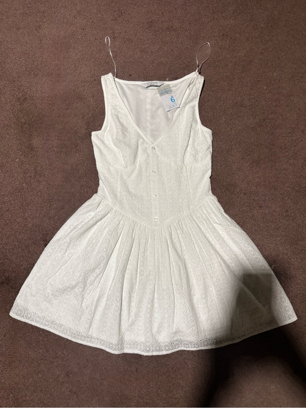 Primark White Eyelet Mini Dress with Spaghetti Straps